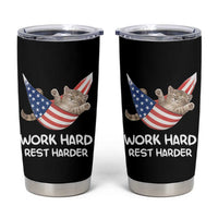 Funny Lazy Cat Tumbler Cup Work Hard Rest Harder Cute Kitty Humor