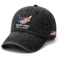 Funny Lazy Cat Washed Cotton Baseball Cap Work Hard Rest Harder Cute Kitty Humor