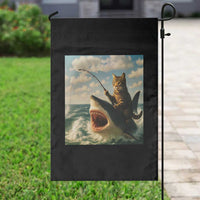 Funny Cat Riding Shark Garden Flag Fishing Fisherman Ocean Lover Humor - Wonder Print Shop