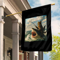 Funny Cat Riding Shark Garden Flag Fishing Fisherman Ocean Lover Humor - Wonder Print Shop