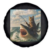 Funny Cat Riding Shark Spare Tire Cover Fishing Fisherman Ocean Lover Humor - Wonder Print Shop