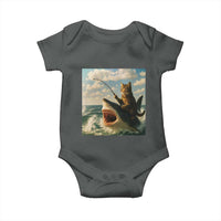 Funny Cat Riding Shark Baby Onesie Fishing Fisherman Ocean Lover Humor - Wonder Print Shop