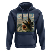 Funny Cat Riding Shark Hoodie Fishing Fisherman Ocean Lover Humor - Wonder Print Shop
