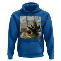 Funny Cat Riding Shark Hoodie Fishing Fisherman Ocean Lover Humor - Wonder Print Shop
