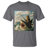 Funny Cat Riding Shark T Shirt Fishing Fisherman Ocean Lover Humor - Wonder Print Shop