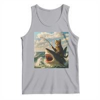 Funny Cat Riding Shark Tank Top Fishing Fisherman Ocean Lover Humor - Wonder Print Shop