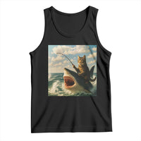 Funny Cat Riding Shark Tank Top Fishing Fisherman Ocean Lover Humor - Wonder Print Shop