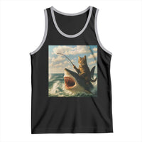 Funny Cat Riding Shark Tank Top Fishing Fisherman Ocean Lover Humor - Wonder Print Shop
