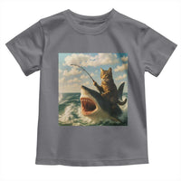 Funny Cat Riding Shark Toddler T Shirt Fishing Fisherman Ocean Lover Humor - Wonder Print Shop