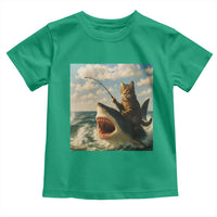 Funny Cat Riding Shark Toddler T Shirt Fishing Fisherman Ocean Lover Humor - Wonder Print Shop