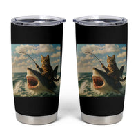 Funny Cat Riding Shark Tumbler Cup Fishing Fisherman Ocean Lover Humor