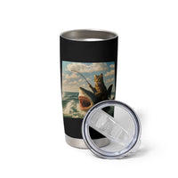 Funny Cat Riding Shark Tumbler Cup Fishing Fisherman Ocean Lover Humor