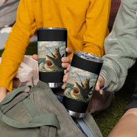 Funny Cat Riding Shark Tumbler Cup Fishing Fisherman Ocean Lover Humor