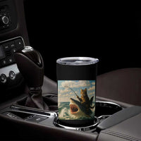 Funny Cat Riding Shark Tumbler Cup Fishing Fisherman Ocean Lover Humor