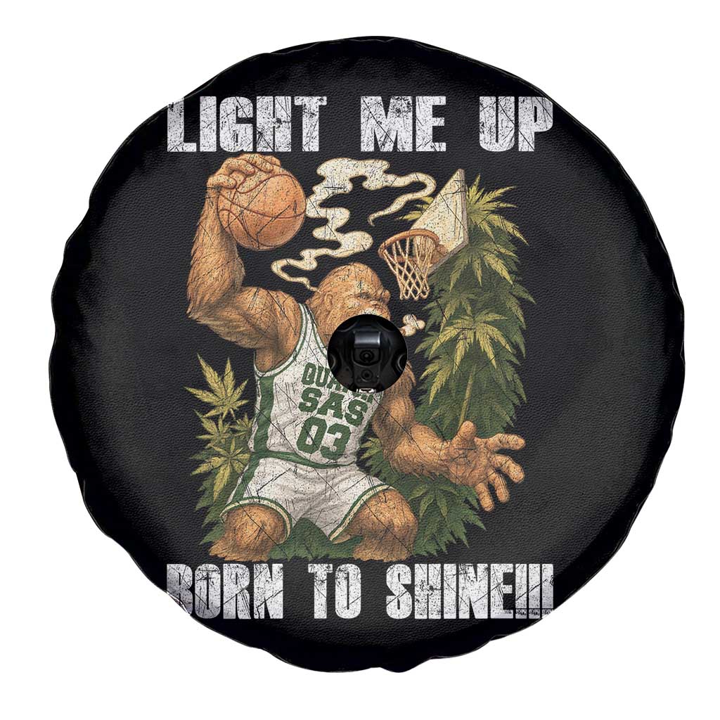 Funny Bigfoot Basketball Spare Tire Cover Light Me Up Born To Shine - Wonder Print Shop