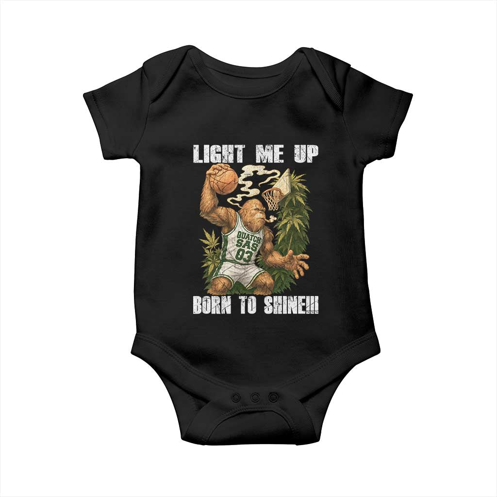 Funny Bigfoot Basketball Baby Onesie Light Me Up Born To Shine - Wonder Print Shop
