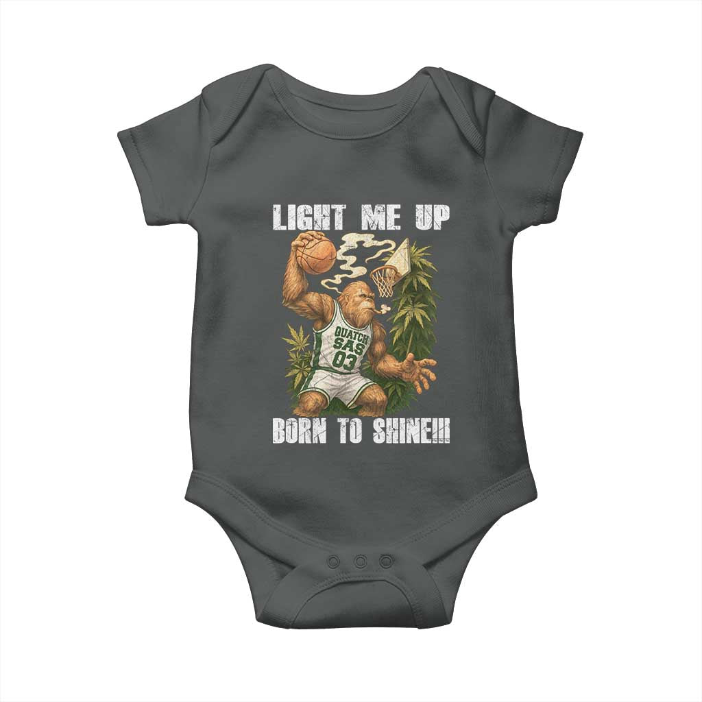 Funny Bigfoot Basketball Baby Onesie Light Me Up Born To Shine - Wonder Print Shop