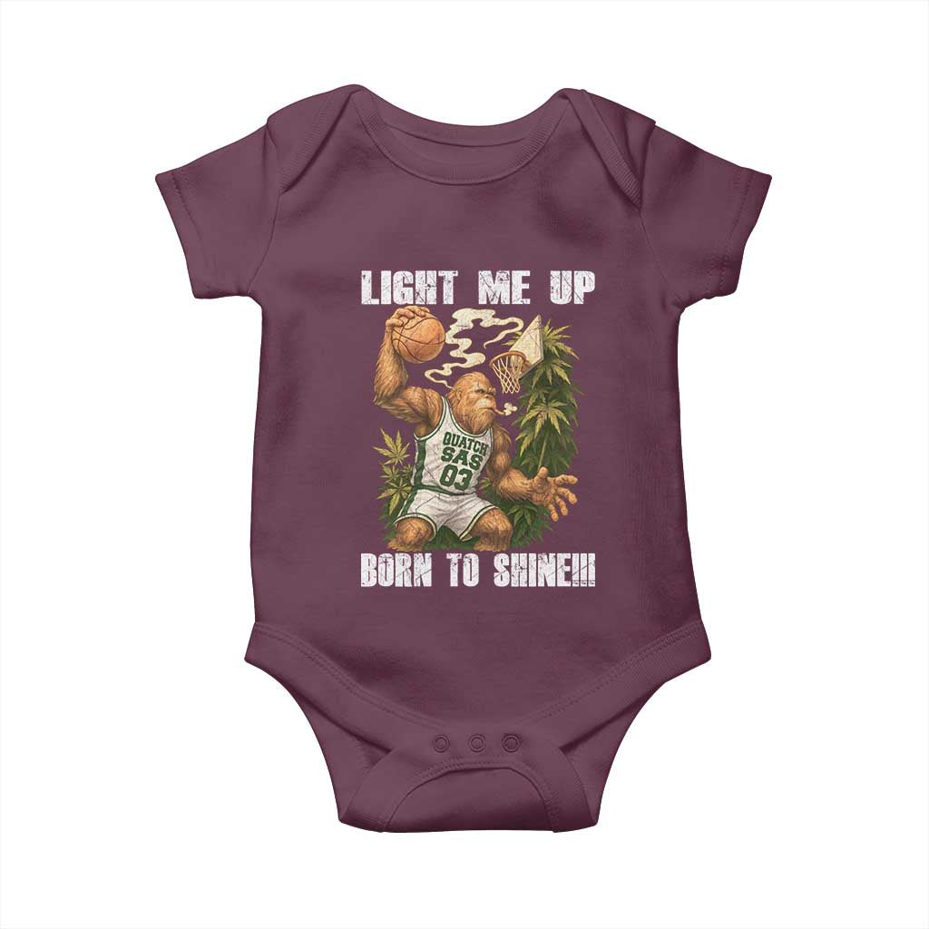 Funny Bigfoot Basketball Baby Onesie Light Me Up Born To Shine - Wonder Print Shop