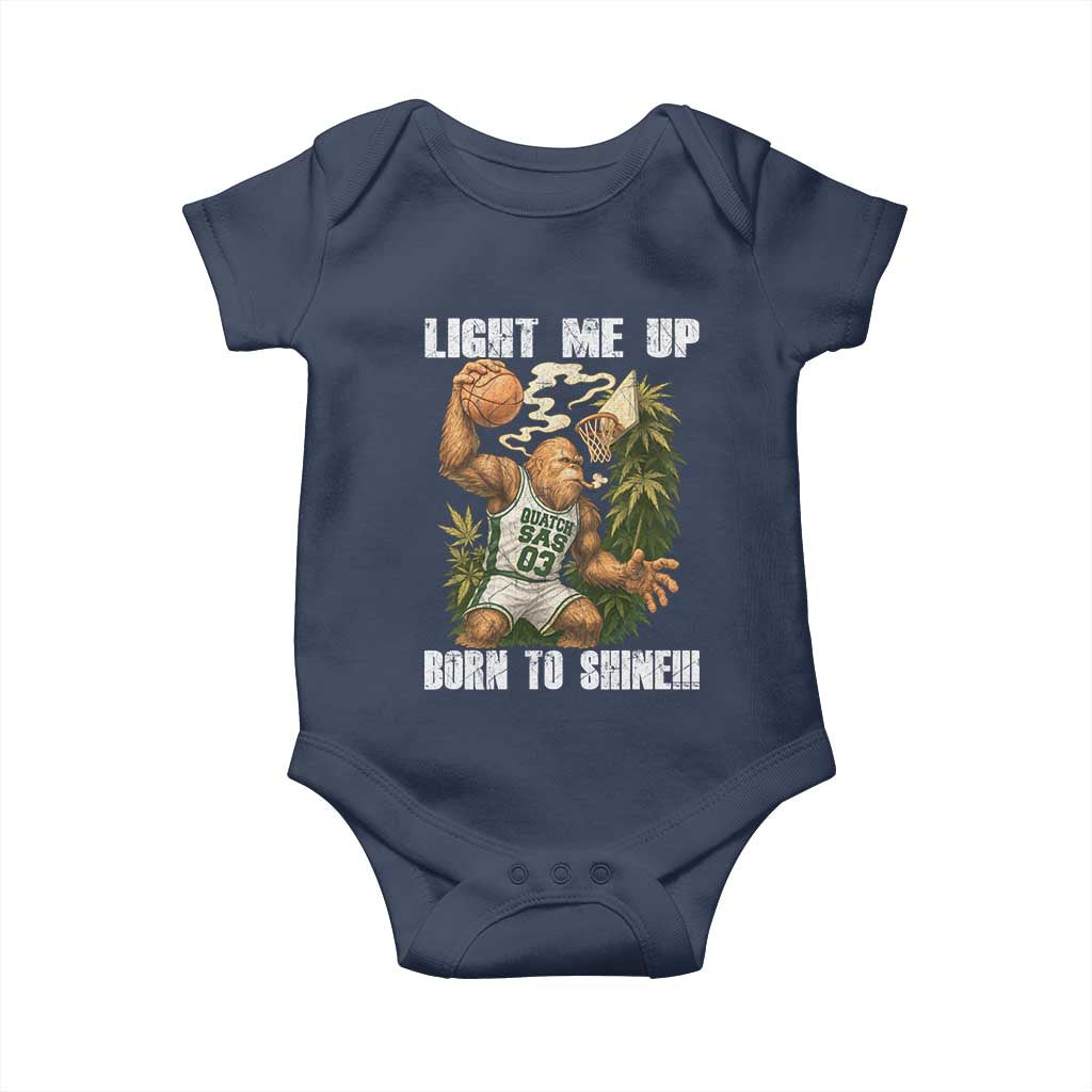 Funny Bigfoot Basketball Baby Onesie Light Me Up Born To Shine - Wonder Print Shop