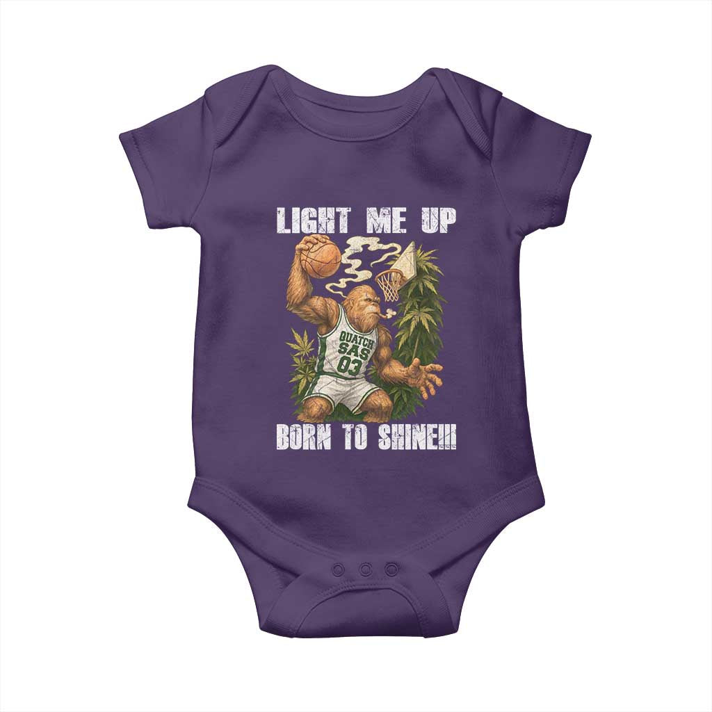 Funny Bigfoot Basketball Baby Onesie Light Me Up Born To Shine - Wonder Print Shop