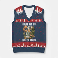 Funny Bigfoot Basketball V-Neck Knit Sweater Vest Light Me Up Born To Shine - Wonder Print Shop