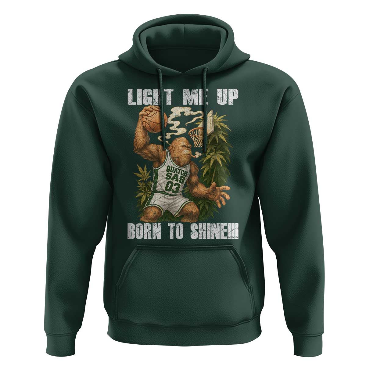 Funny Bigfoot Basketball Hoodie Light Me Up Born To Shine - Wonder Print Shop