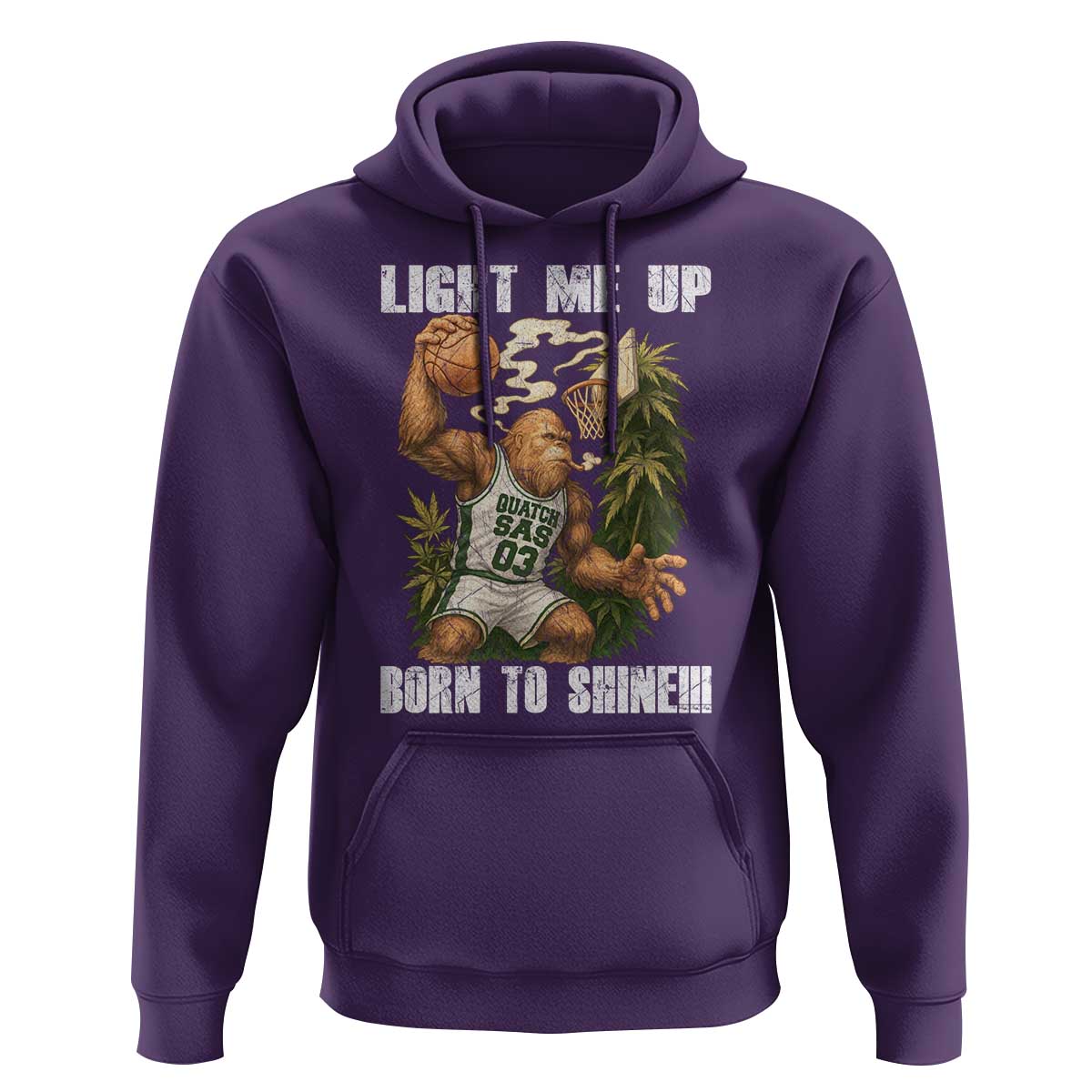 Funny Bigfoot Basketball Hoodie Light Me Up Born To Shine - Wonder Print Shop
