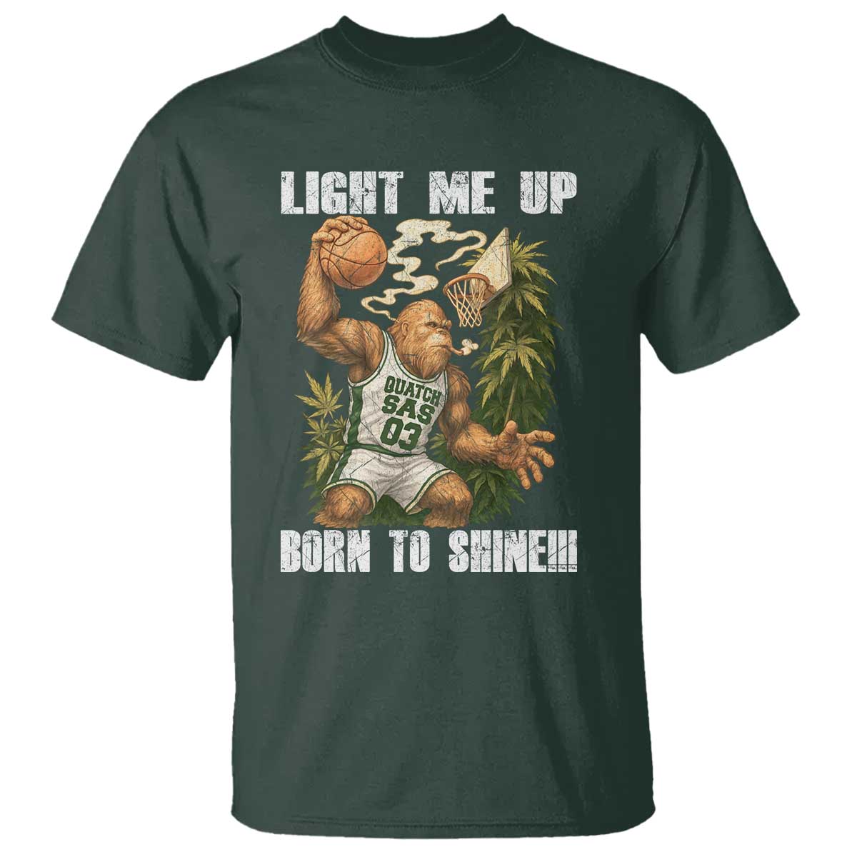 Funny Bigfoot Basketball T Shirt Light Me Up Born To Shine - Wonder Print Shop