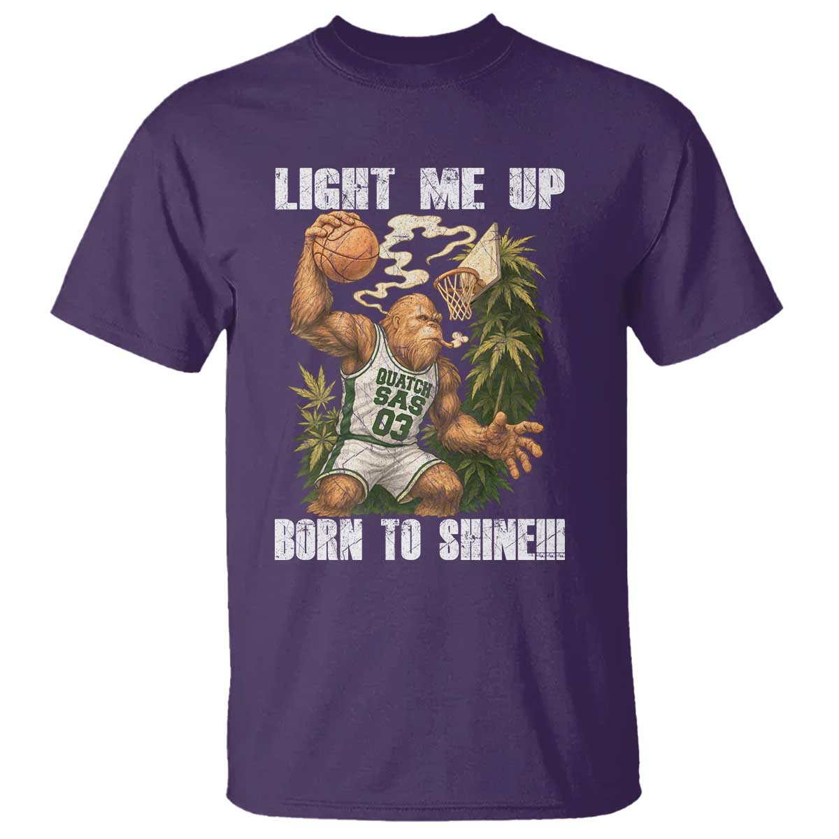 Funny Bigfoot Basketball T Shirt Light Me Up Born To Shine - Wonder Print Shop