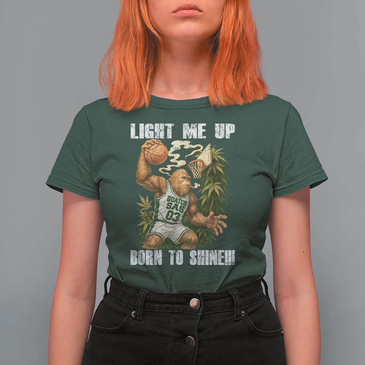 Funny Bigfoot Basketball T Shirt For Women Light Me Up Born To Shine - Wonder Print Shop