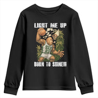 Funny Bigfoot Basketball Youth Sweatshirt Light Me Up Born To Shine - Wonder Print Shop