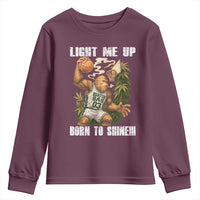 Funny Bigfoot Basketball Youth Sweatshirt Light Me Up Born To Shine - Wonder Print Shop