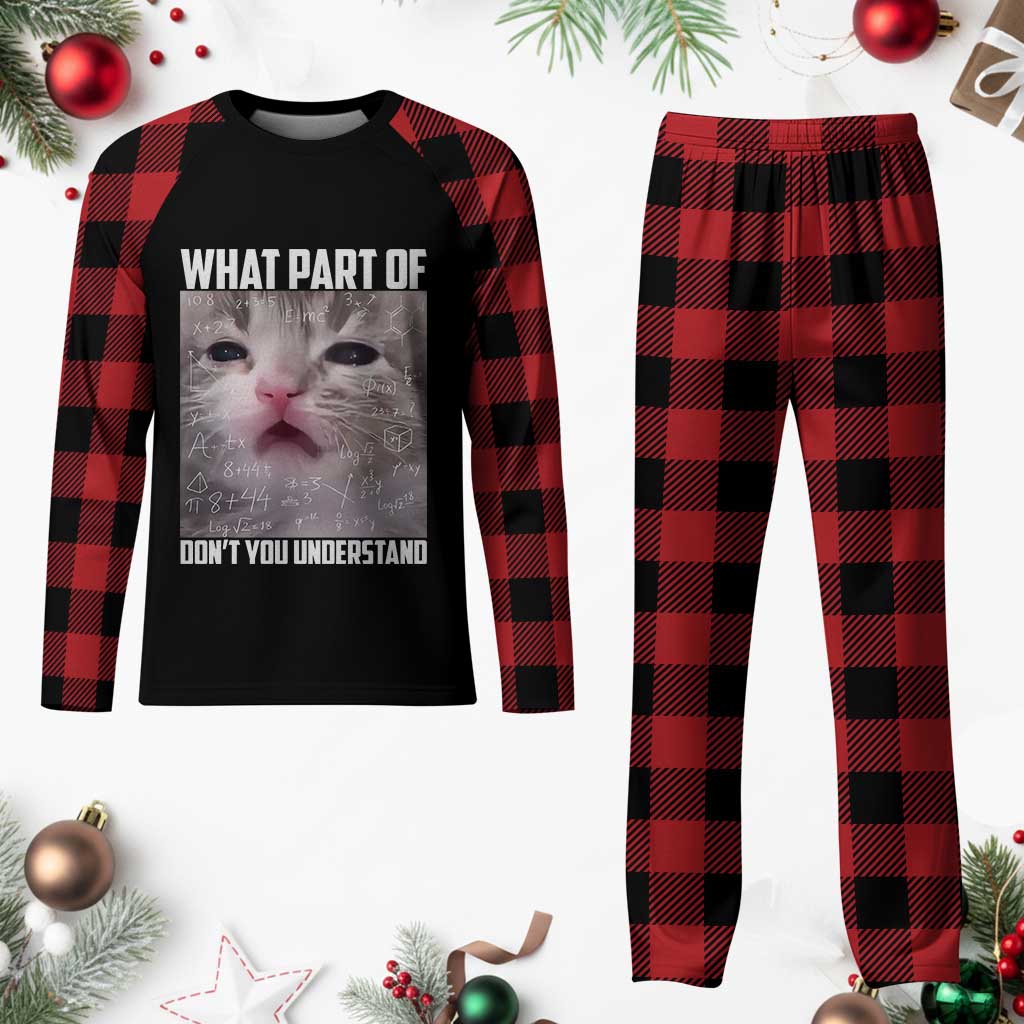 Funny Math Cat Lover Plaid Pajama Set What Part Of Do Not You Understand - Wonder Print Shop