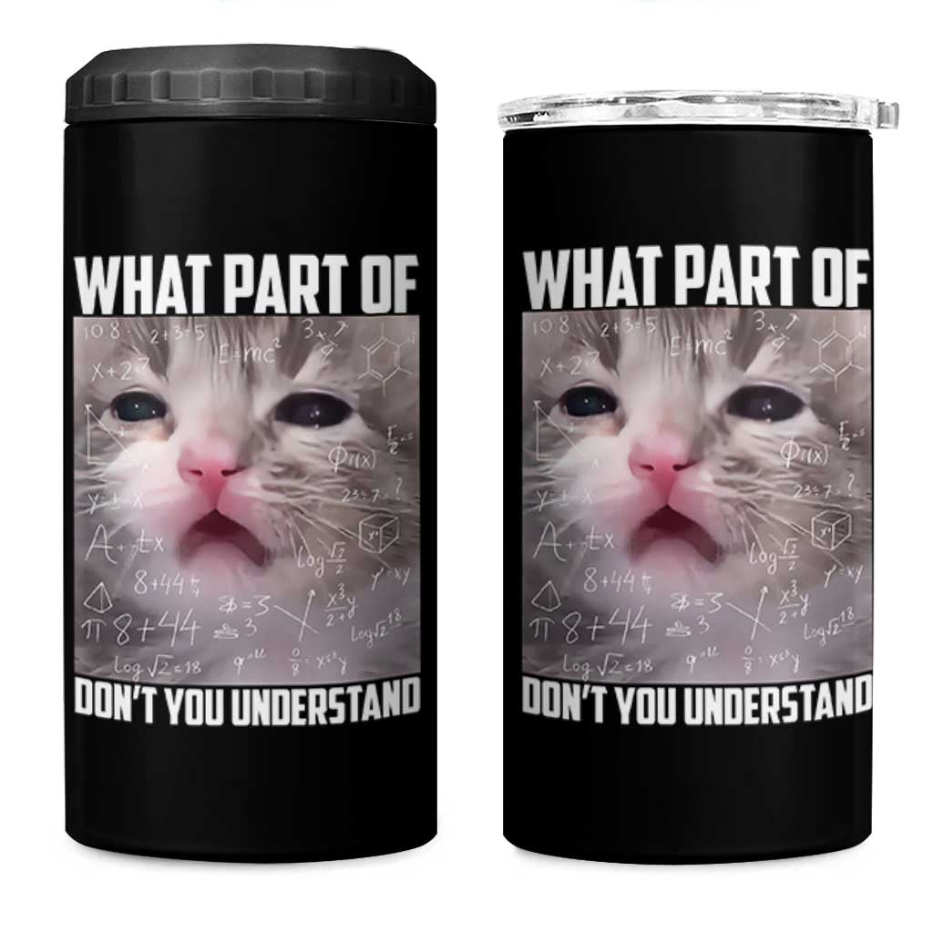 Funny Math Cat Lover 4 in 1 Can Cooler Tumbler What Part Of Do Not You Understand - Wonder Print Shop