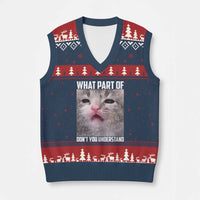 Funny Math Cat Lover V-Neck Knit Sweater Vest What Part Of Do Not You Understand - Wonder Print Shop