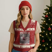 Funny Math Cat Lover V-Neck Knit Sweater Vest What Part Of Do Not You Understand - Wonder Print Shop