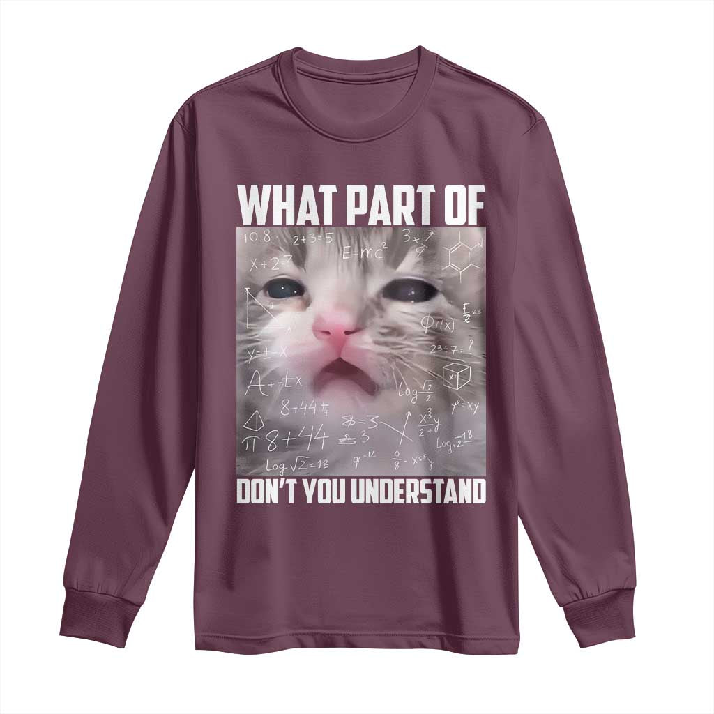 Funny Math Cat Lover Long Sleeve Shirt What Part Of Do Not You Understand - Wonder Print Shop