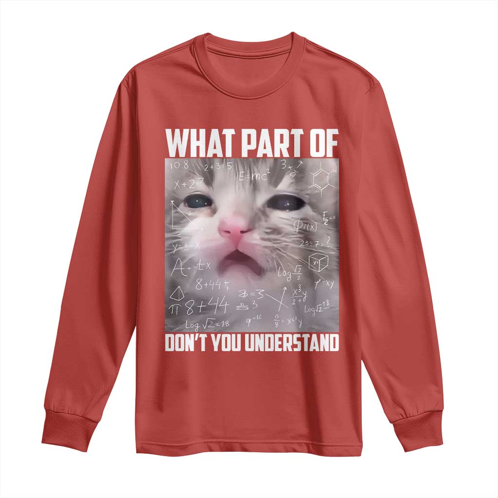Funny Math Cat Lover Long Sleeve Shirt What Part Of Do Not You Understand - Wonder Print Shop