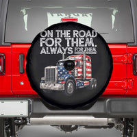 Truck Driver American Flag Spare Tire Cover On The Road For Them Always For Them Trucker Life - Wonder Print Shop