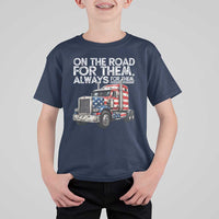 Truck Driver American Flag T Shirt For Kid On The Road For Them Always For Them Trucker Life - Wonder Print Shop