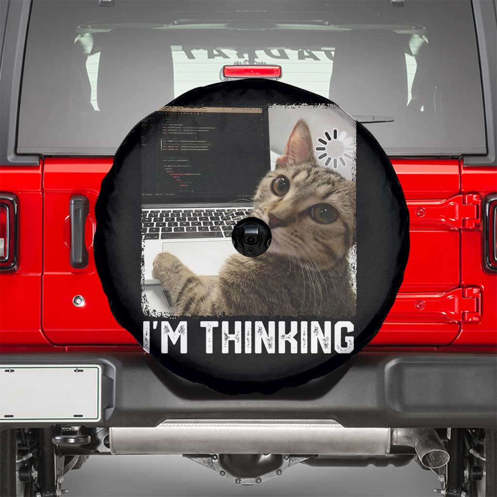 Tech Support Cat Spare Tire Cover I'm Thinking Funny Computer Engineer Coding Kitty - Wonder Print Shop