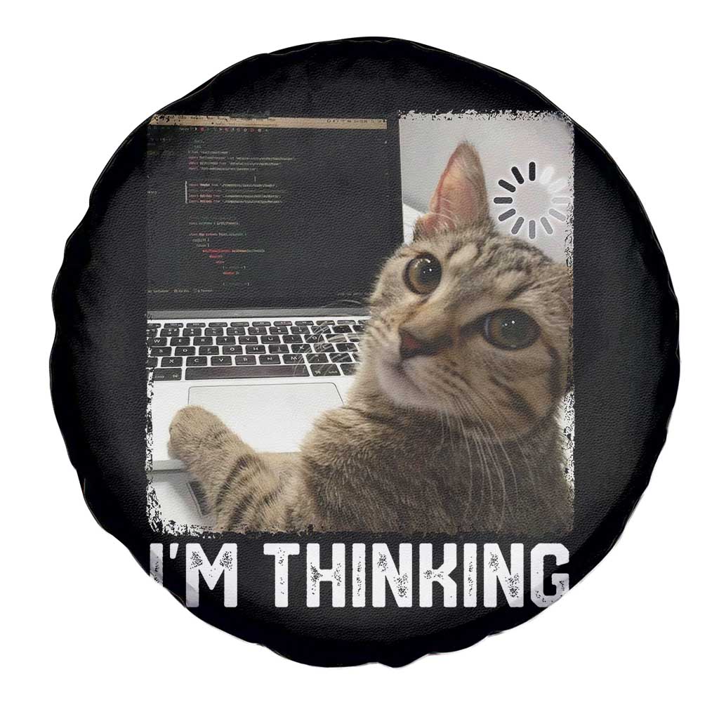 Tech Support Cat Spare Tire Cover I'm Thinking Funny Computer Engineer Coding Kitty - Wonder Print Shop