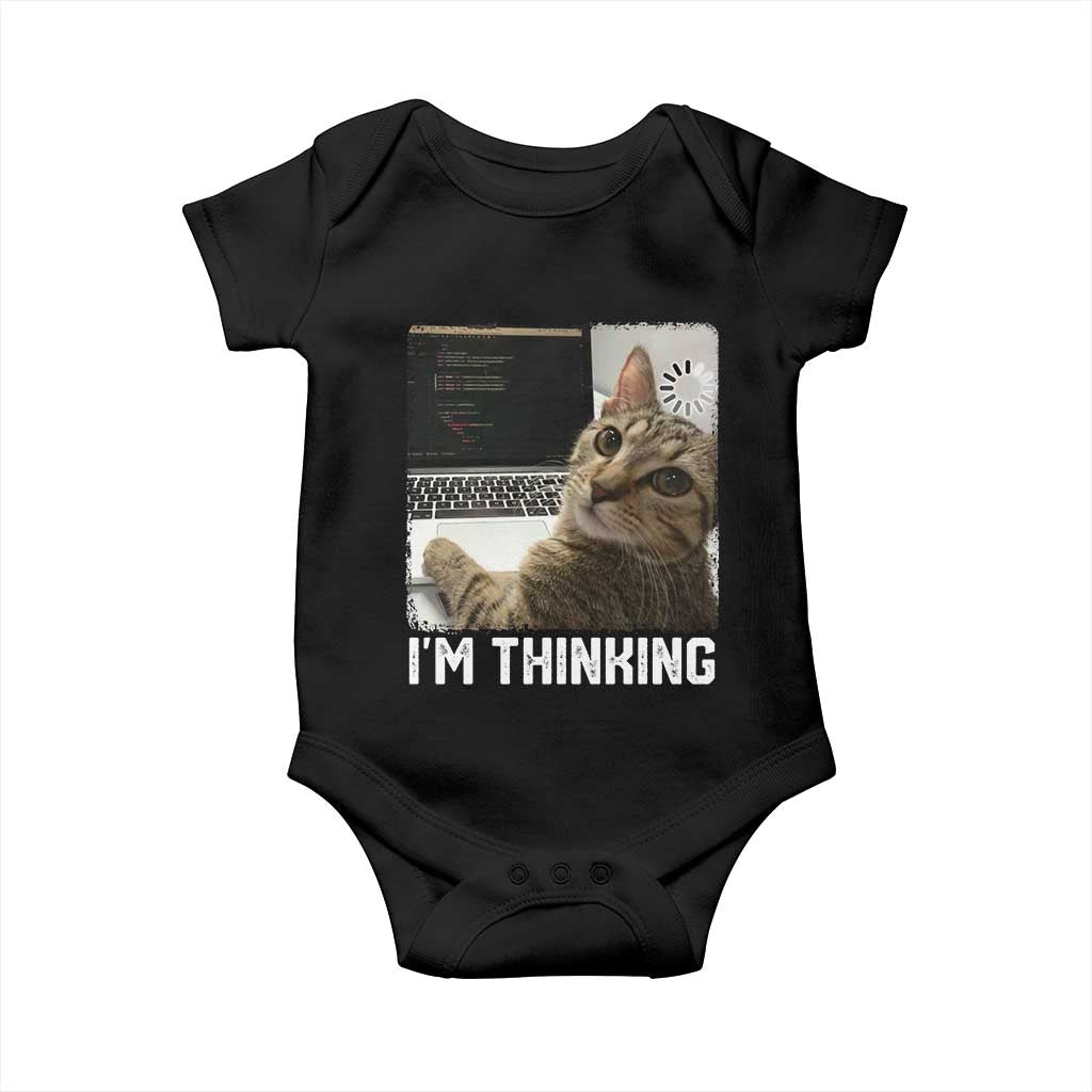 Tech Support Cat Baby Onesie I'm Thinking Funny Computer Engineer Coding Kitty - Wonder Print Shop