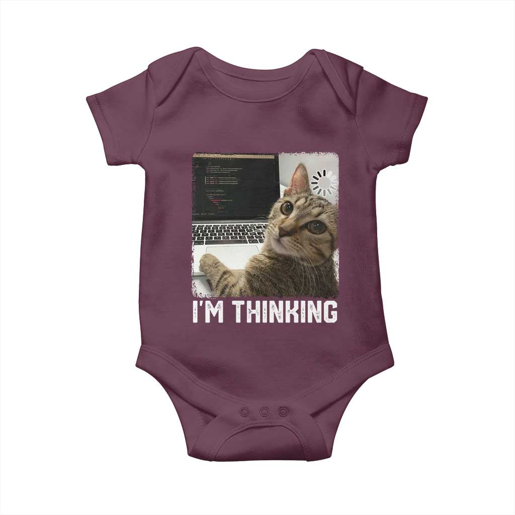 Tech Support Cat Baby Onesie I'm Thinking Funny Computer Engineer Coding Kitty - Wonder Print Shop