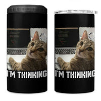 Tech Support Cat 4 in 1 Can Cooler Tumbler I'm Thinking Funny Computer Engineer Coding Kitty