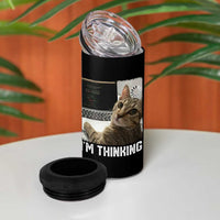 Tech Support Cat 4 in 1 Can Cooler Tumbler I'm Thinking Funny Computer Engineer Coding Kitty