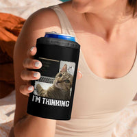 Tech Support Cat 4 in 1 Can Cooler Tumbler I'm Thinking Funny Computer Engineer Coding Kitty