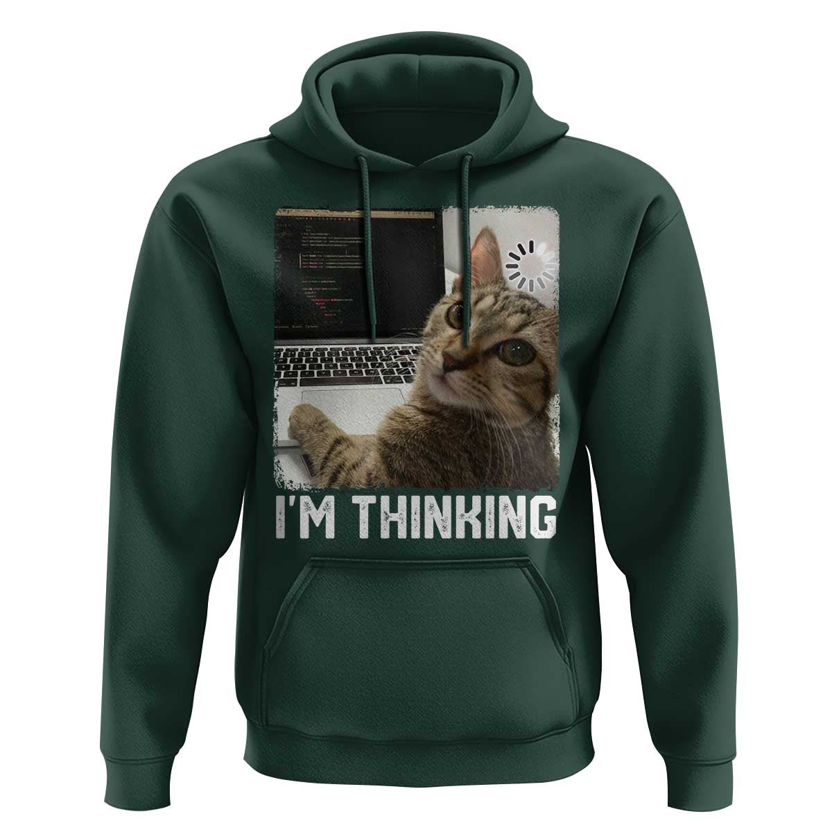 Tech Support Cat Hoodie I'm Thinking Funny Computer Engineer Coding Kitty - Wonder Print Shop