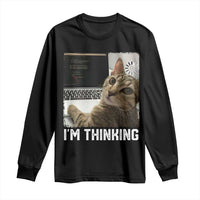 Tech Support Cat Long Sleeve Shirt I'm Thinking Funny Computer Engineer Coding Kitty - Wonder Print Shop