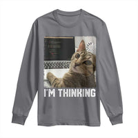 Tech Support Cat Long Sleeve Shirt I'm Thinking Funny Computer Engineer Coding Kitty - Wonder Print Shop